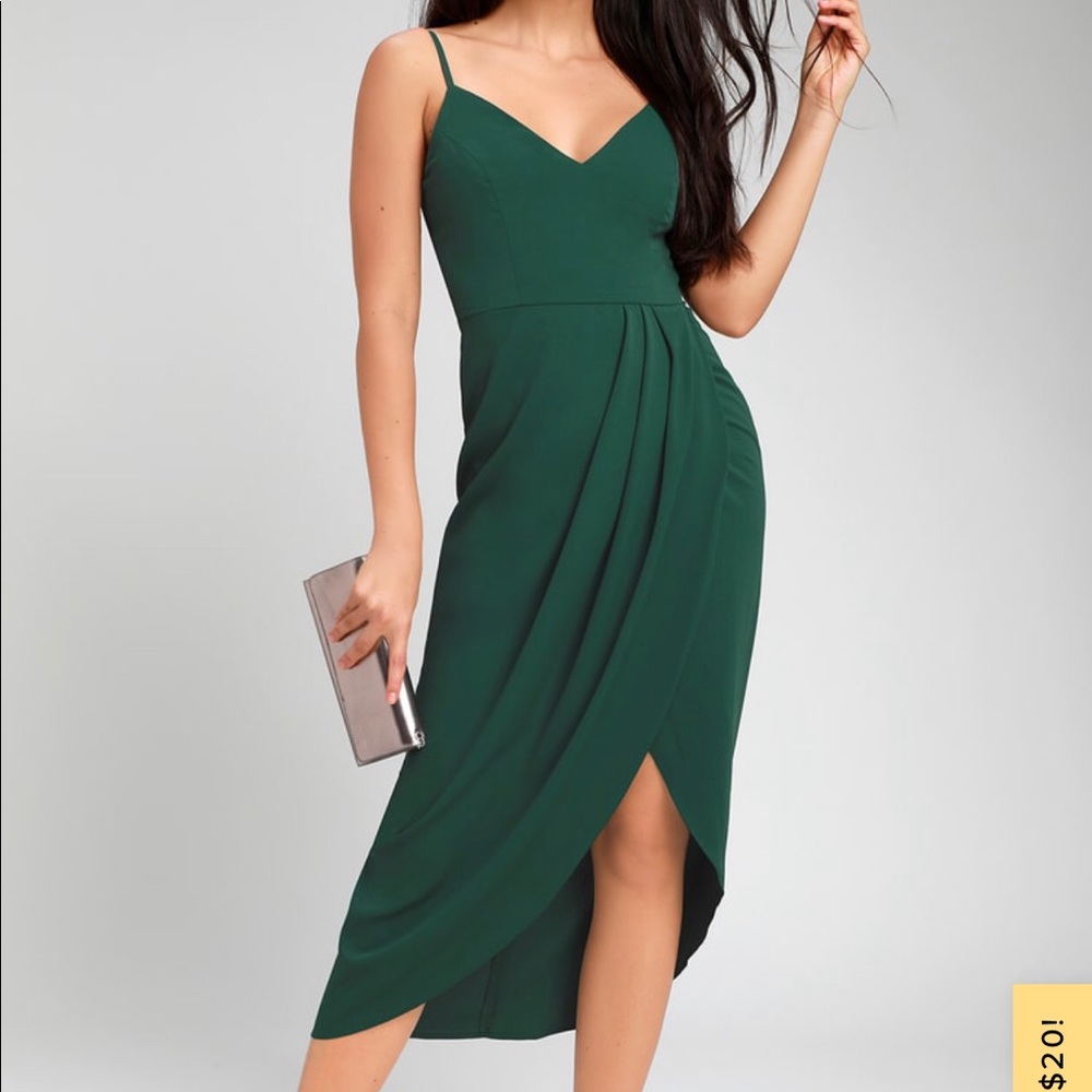 Lulus Reinette Dark Green Midi Dress